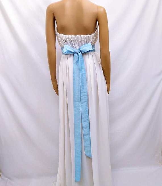 Light Blue Wedding Sash, Bridal Bridesmaid Dress Belt, Faux Dupioni Silk, Prom Bow Sashes