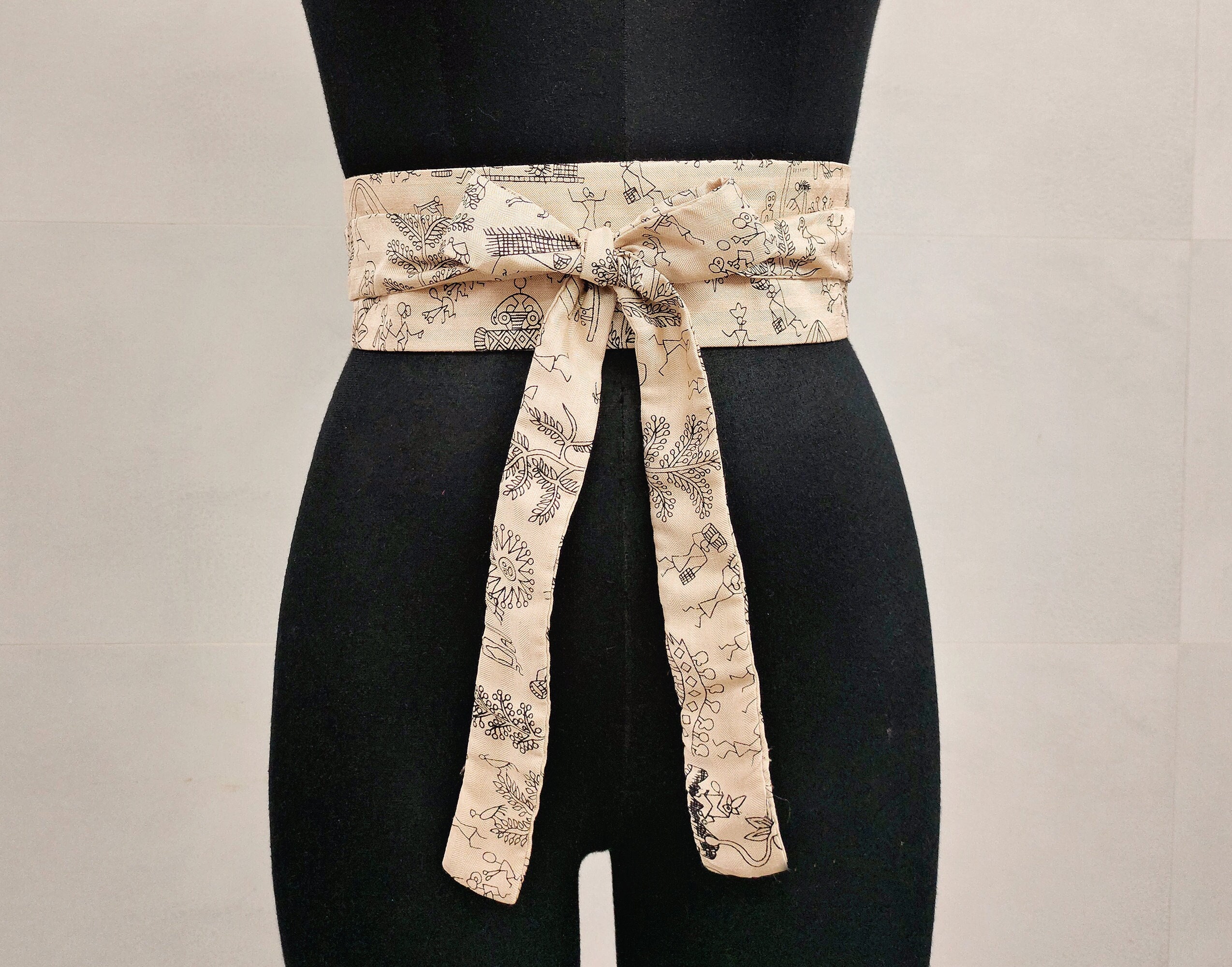 Off White Beige Obi Belt Women, Kimono Dress Belts for Women