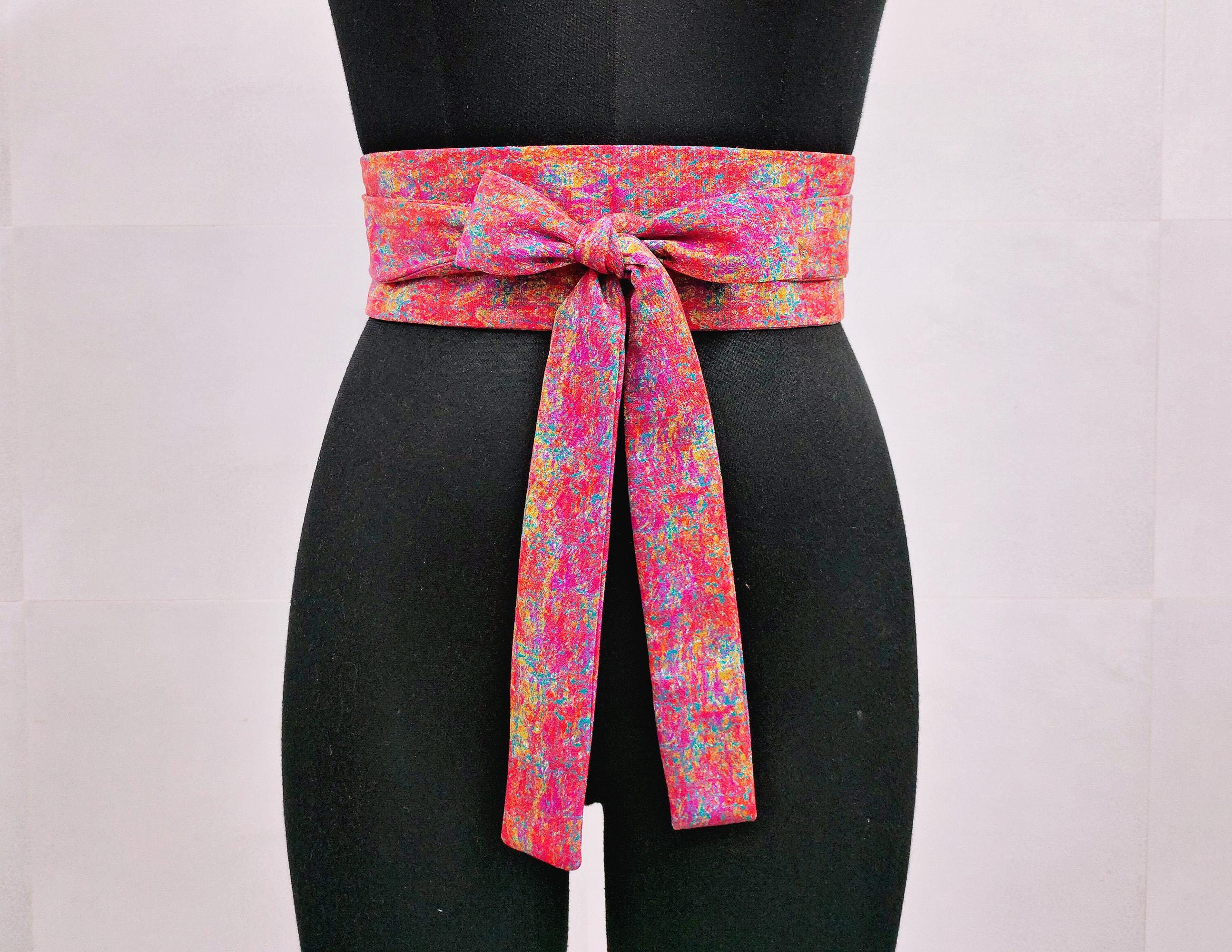 Hand Crafted Deep Rose Pink Obi Style Waist Wrap Belt 100% Silk Reclaimed Kimono Obi Belt Pink - Etsy main image 4