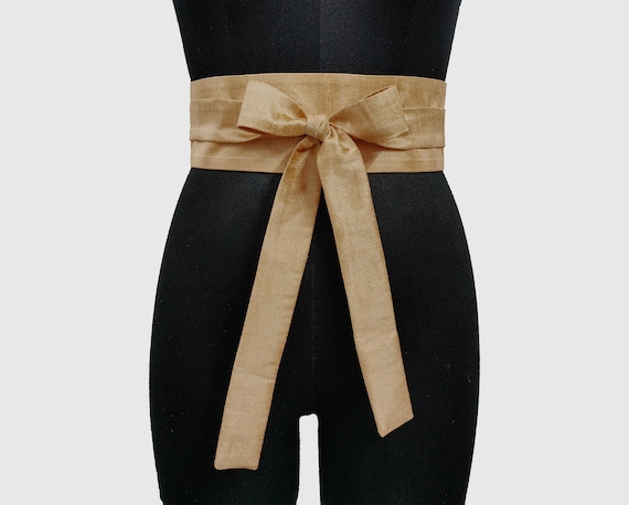 Silk Obi / Waist Cincher Amazon.com: Gold Obi belt Real Leather wrap belt Wedding  main image 2