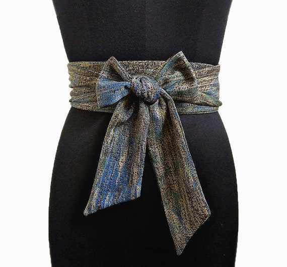 Cinturón Obi Negro Azul Cinturones de Vestido Kimono - Etsy España