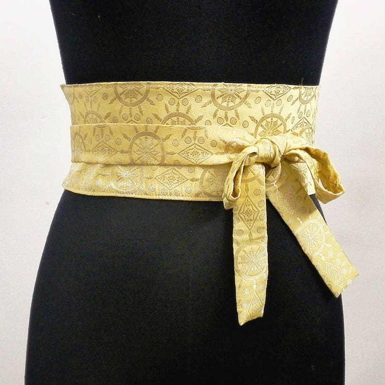 Gold Obi Belt Sash Cummerbund Waist Cincher Brocade Wide Etsy