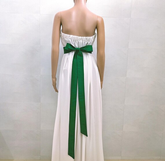 green sash for dress Embroidered-Bodice Long Prom Dress with Shoulder Sash Smoky Blue / 6 main image 0