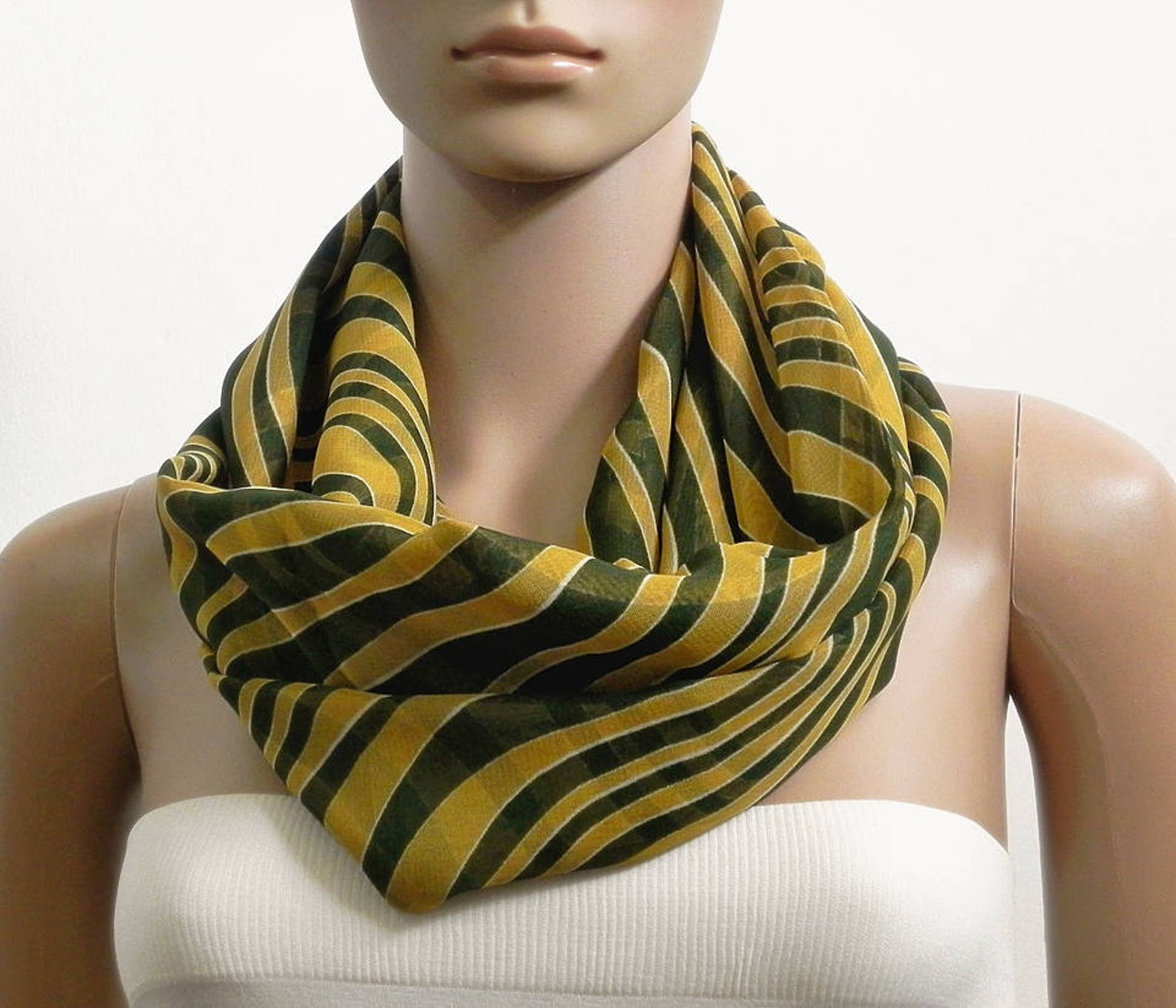 Olive Green Infinity Scarf Women Psychedelic Summer Scarves Etsy
