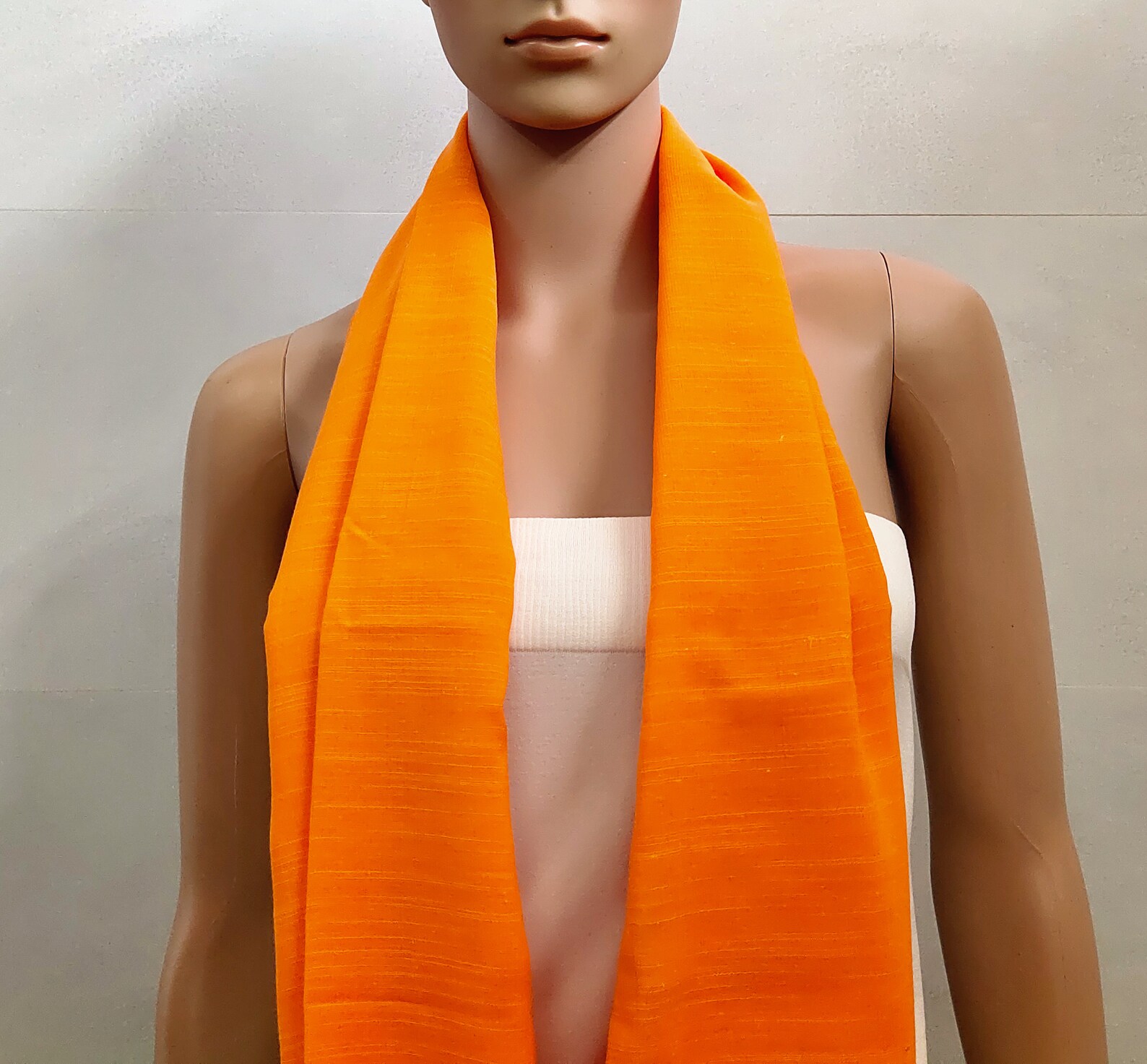 Orange Infinity Scarf Women Plain Summer Scarf Chunky Etsy