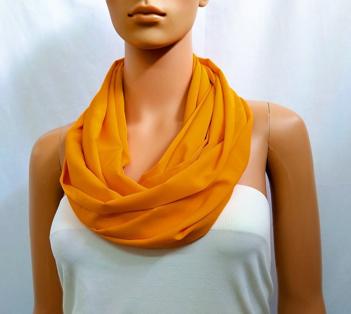 Orange Infinity Scarf Women Plain Summer Scarf Soft Solid | Etsy