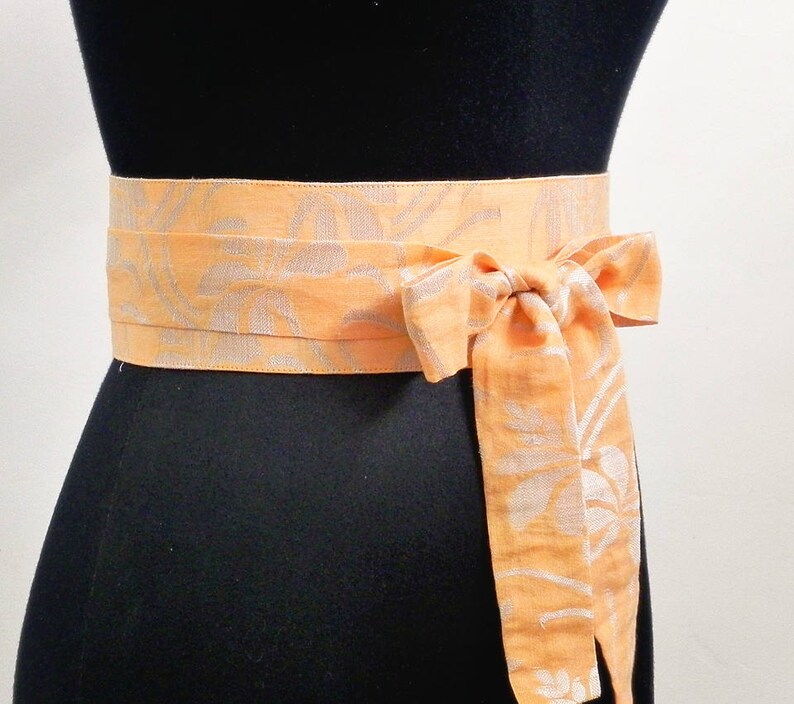 Orange Obi Belt Sash Cummerbund Waist Cincher Floral Cotton Etsy