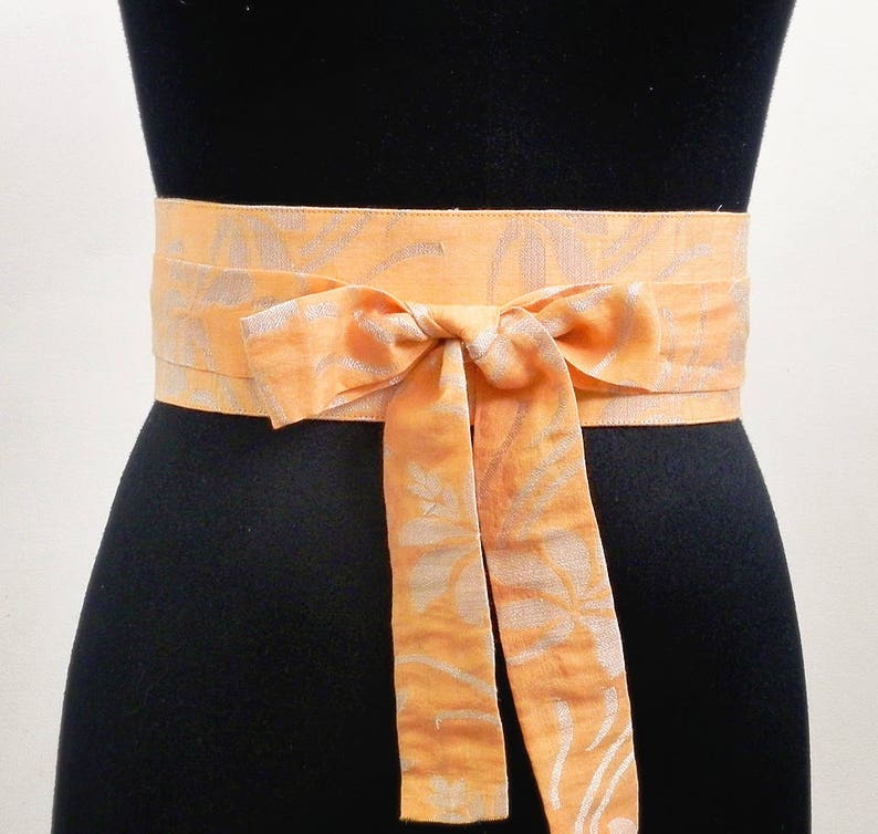Orange Obi Belt Sash Cummerbund Waist Cincher Floral Cotton Etsy