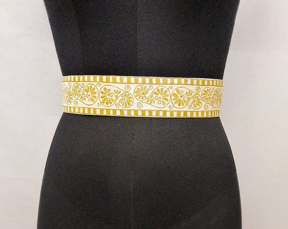 Gold Floral Hand-painted Silk Obi Belt, Wedding Sash Corset  display picture 2