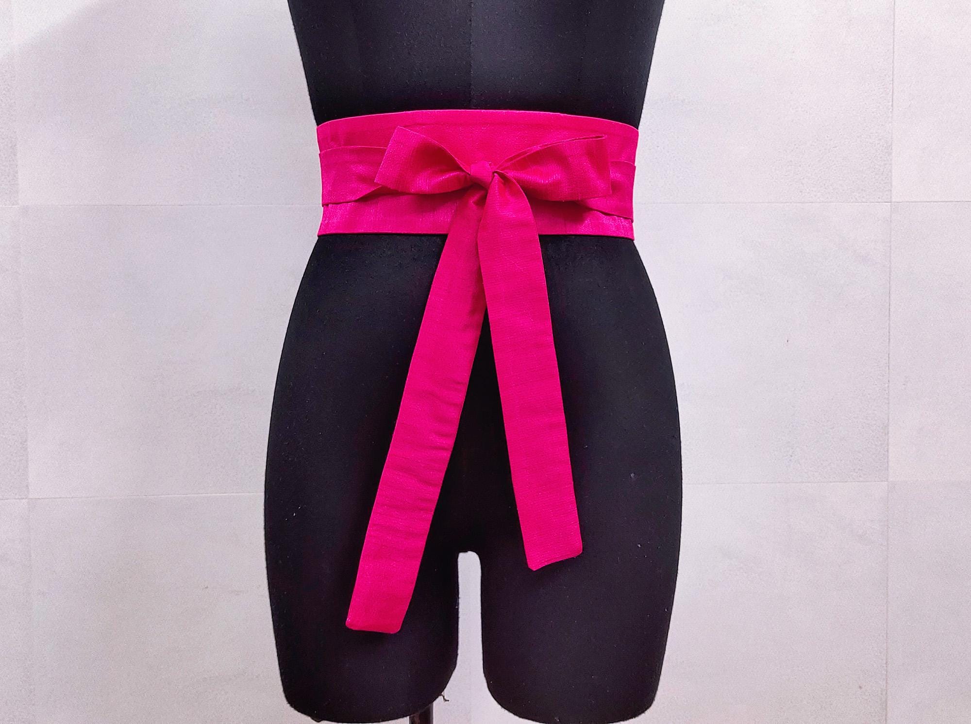 strapless open back dress Silk Long Skirt with Sash Hot Pink / XL/XXL main image 0