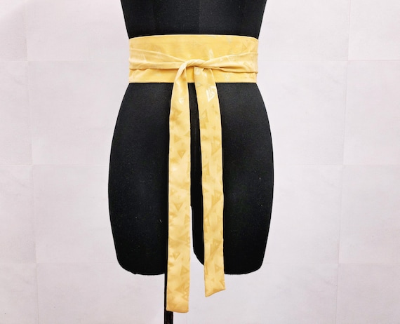 Gold Obi Belt, Kimono Dress Sash, Geometric Woven Cinch Belt  display picture 3