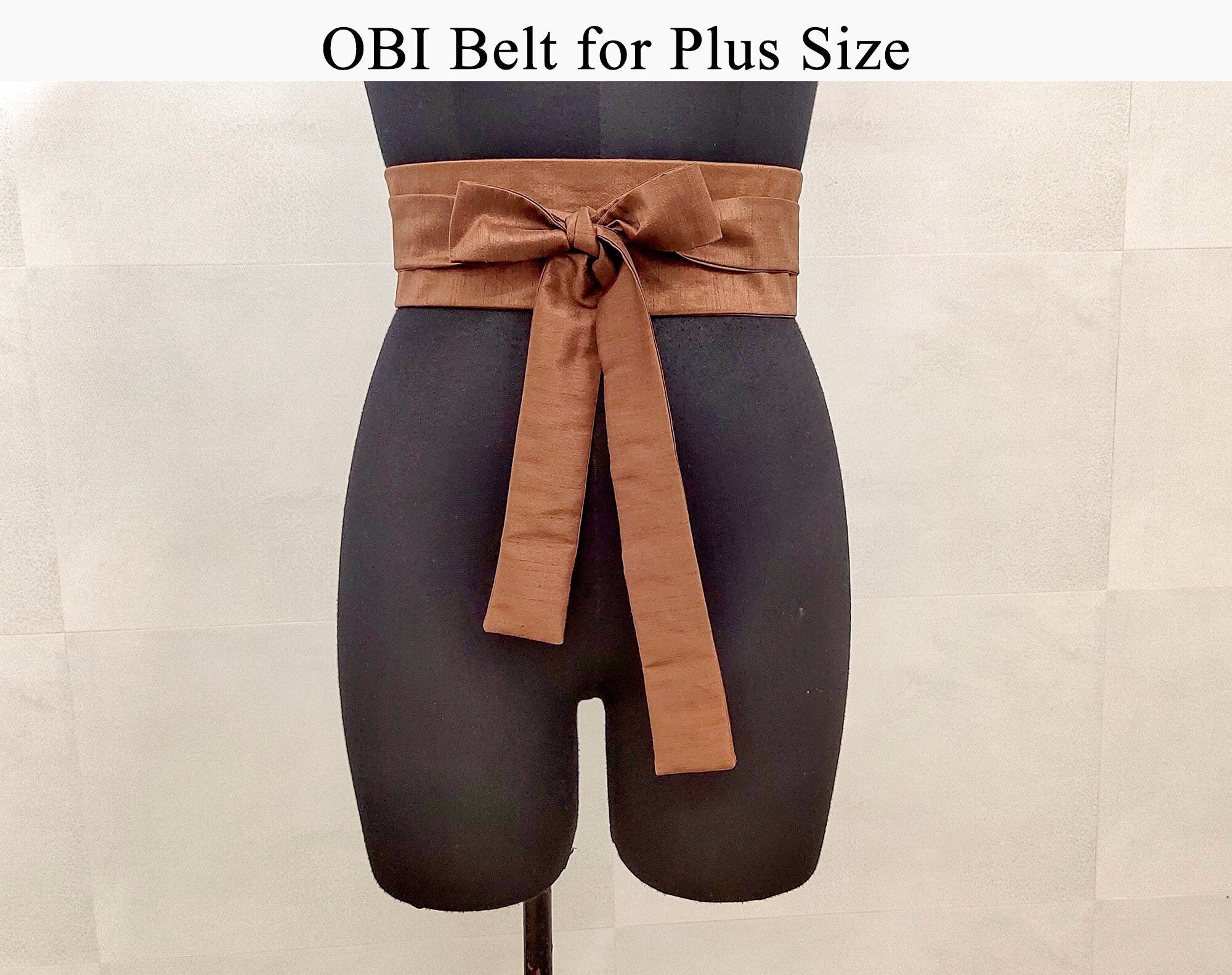 Brown Tan Plus Size Obi Belt Women, Kimono Dress Belts for Women, Waist  Cincher, Dupioni Silk Faux Wrap Corset Belt, Long Wide Wedding Sash 