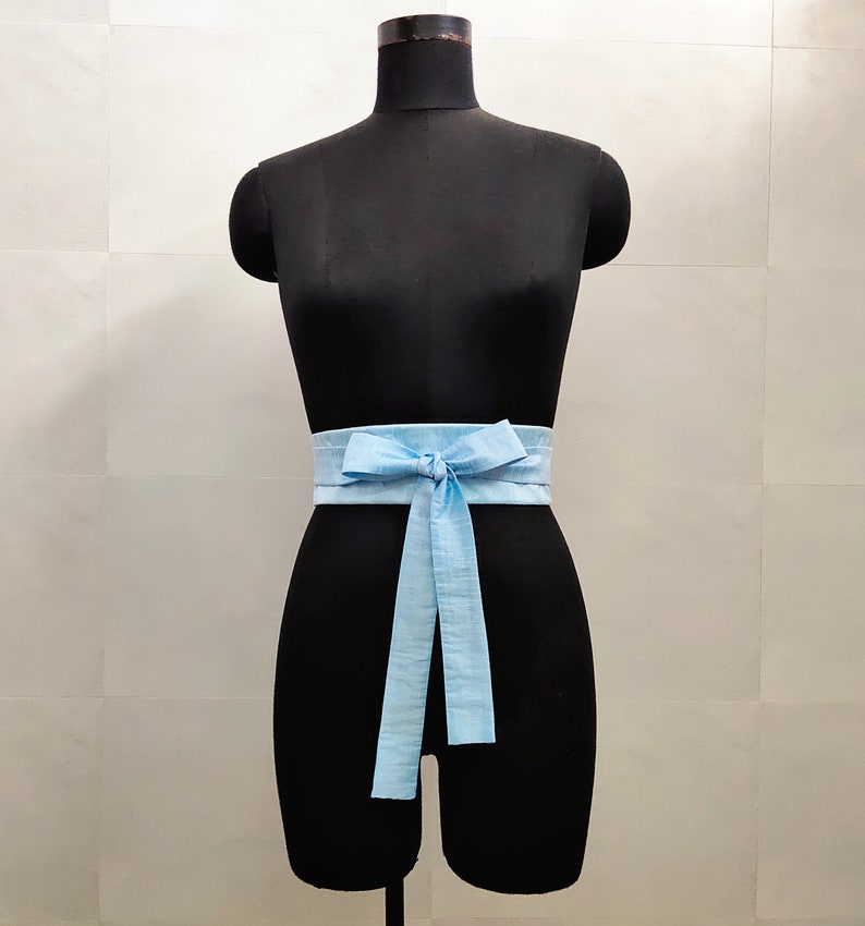 Light Blue Obi Belt Sash Cummerbund Waist Cincher Belt Faux Etsy