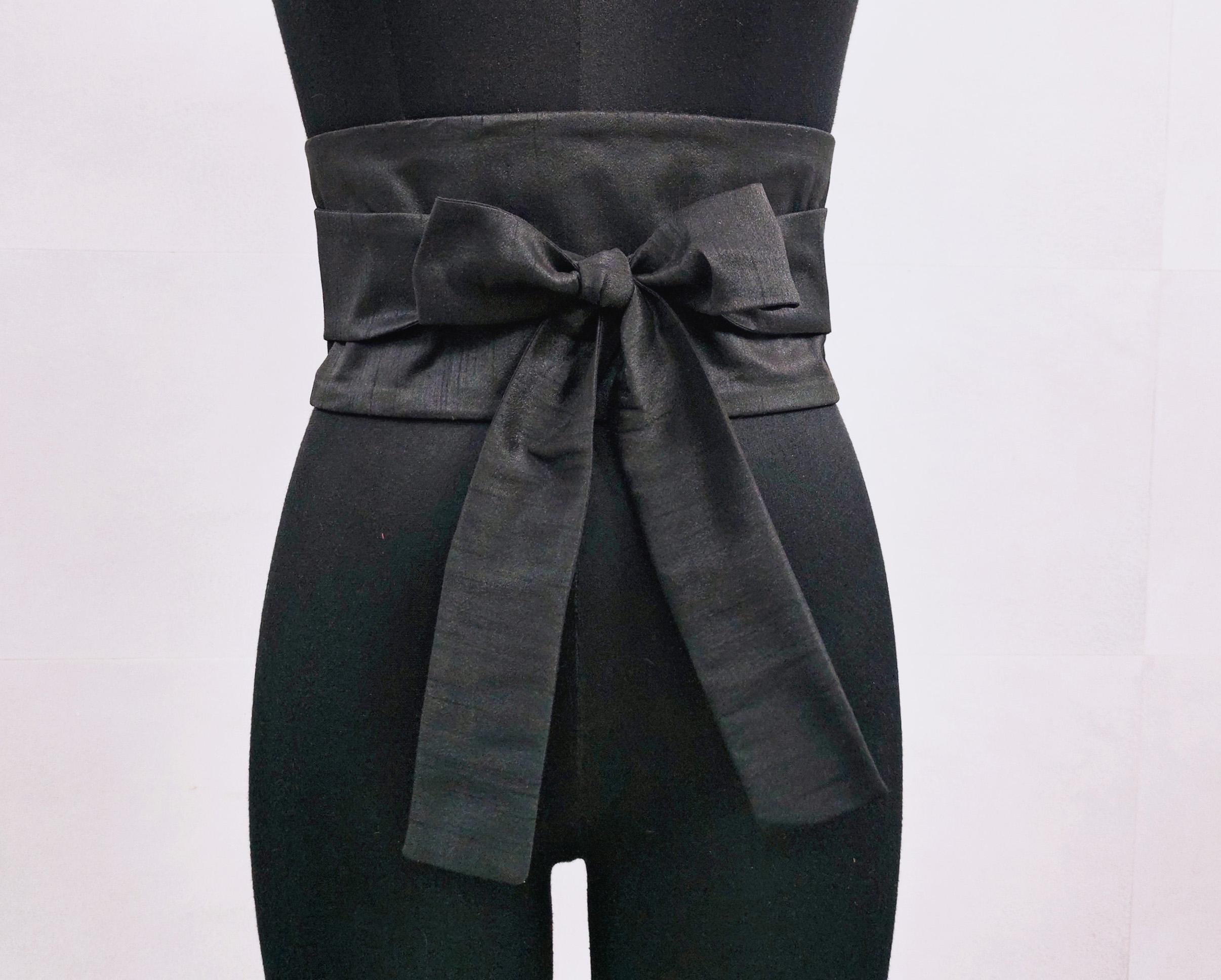Vintage Wide Faux Leather Obi Belt Black Tie Waist Cincher Statement Sash Leather Wrap Belt Obi belt for Women Genuine leather Wide  main image 3