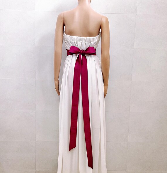 Purple Wine Wedding Sash, Bridal Bridesmaid Dress Belt, Faux Dupioni Silk, Prom Bow Sashes