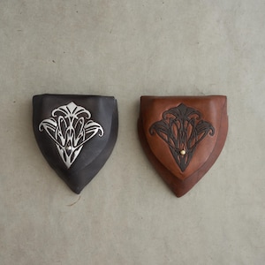 Leather Pouch &quot;Elven Flower&quot; - handmade fantasy belt pouch