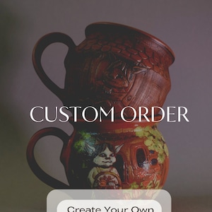 Taza de cerámica hecha a medida. Taza de arcilla hecha a mano personalizada. Artista de cerámica personalizado