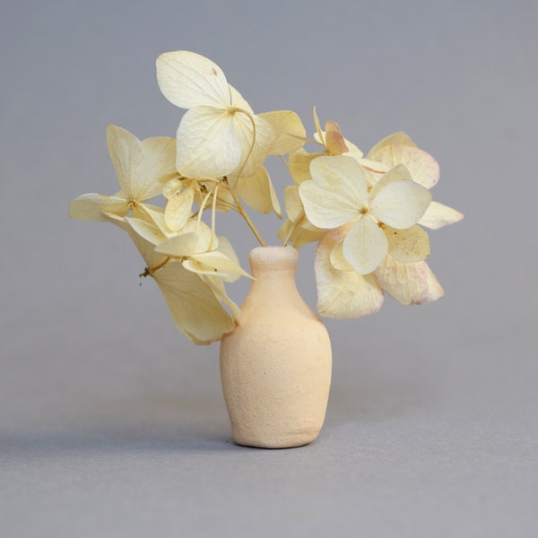 Wheel-thrown miniature pottery bottle. Dollhouse mini vase. Tiny pottery for fairy garden. Tiny pottery vase
