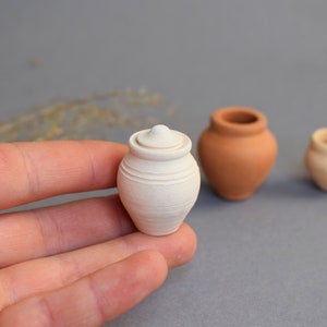 Wheel-thrown Miniature Pottery Stoneware Miniature Pot Tiny Pottery Dollhouse Miniatures Miniature Fairy Garden Accessories zdjęcie 7