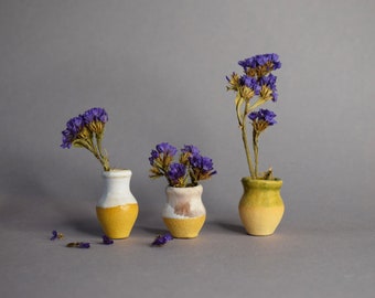 Miniature Pottery vase - Stoneware Miniature Vases - Tiny Pottery - Dollhouse Miniatures - Miniature Flower Garden Accessories