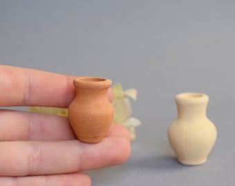 Miniature pottery vase. Tiny pottery for fairy garden. Dollhouse mini vase. Tiny pottery vase