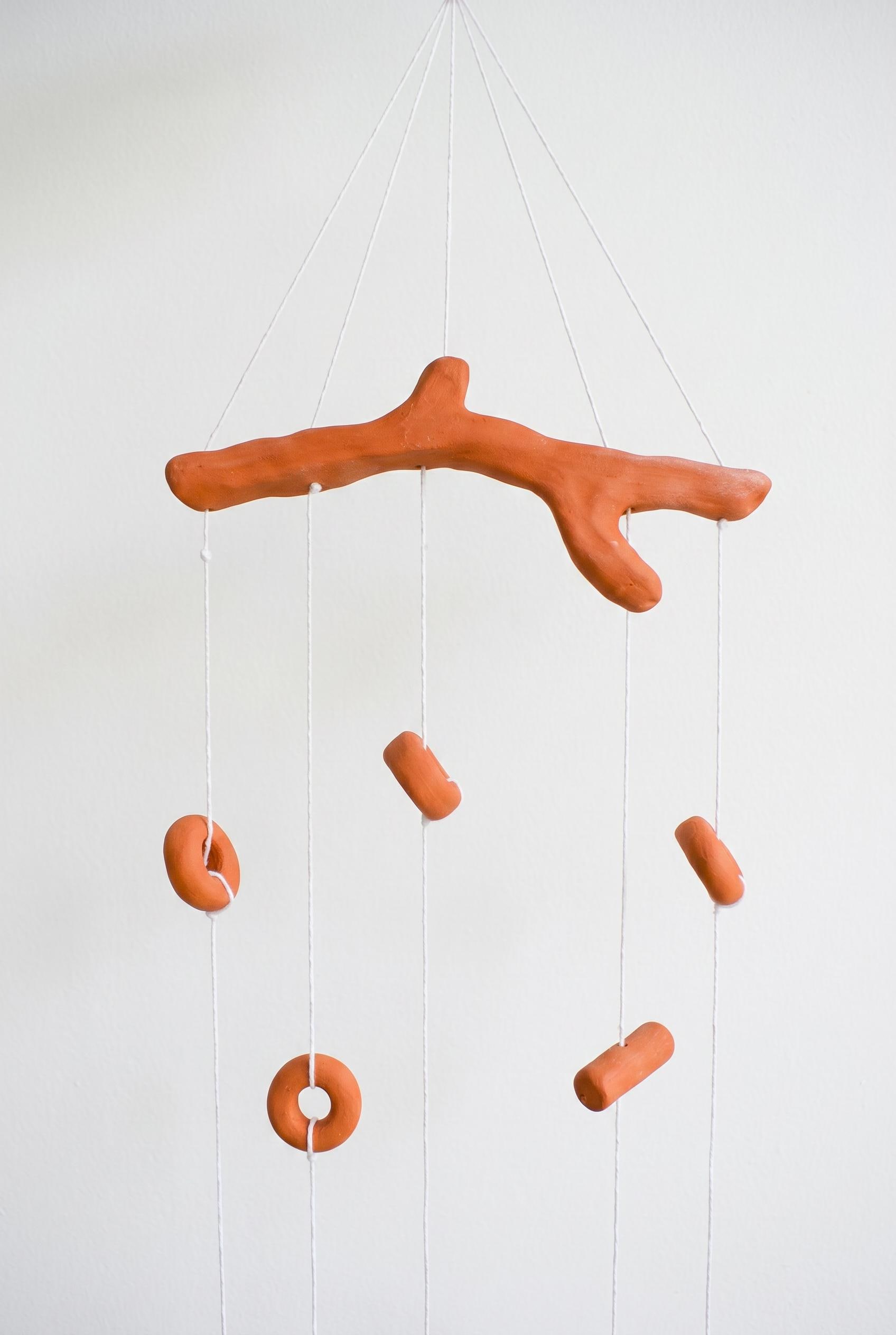 Ceramic Bell Wind Chime Mobile – Terracotta, Rustic Garden Decor