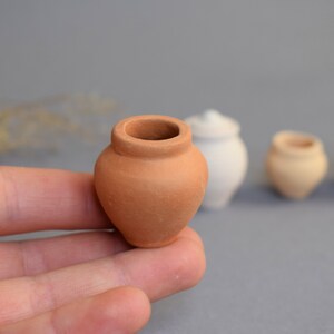 Wheel-thrown Miniature Pottery Stoneware Miniature Pot Tiny Pottery Dollhouse Miniatures Miniature Fairy Garden Accessories Brown 3,5 cm / 1.4"