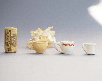 Miniature Stoneware Mugs – Tiny Dollhouse & Fairy Garden Pots