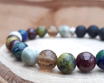 Peace on Earth gemstone diffuser bracelet / Christmas crystal essential oil diffuser bracelet /Aromatherapy lavastone diffuser bracelet