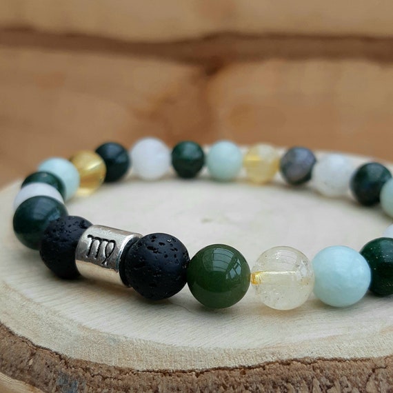 Virgo Zodiac Crystal Bracelet Zodiac Gemstone Diffuser Bracelet