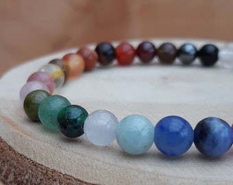 Multi crystal chakra diffuser bracelet / Essential oil gemstone chakra diffuser bracelet / Aromatherapy lavastone diffuser bracelet