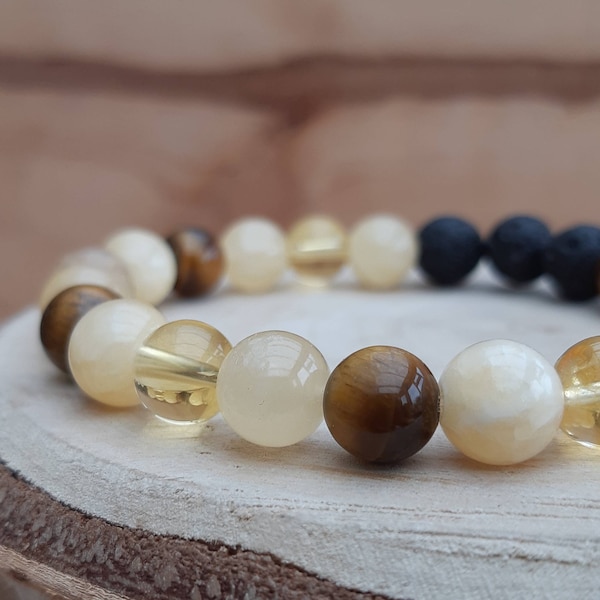 Solar plexus chakra diffuser bracelet / Essential oil diffuser solar plexus chakra bracelet / Aromatherapy lavastone diffuser bracelet