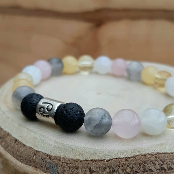 Cancer Zodiac Crystal Bracelet Zodiac Gemstone Diffuser Bracelet