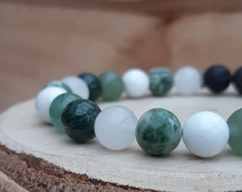 Winter gemstone essential oil diffuser bracelet / 'Snowdrops' inspired crystal diffuser bracelet / Aromatherapy lavastone diffuser bracelet