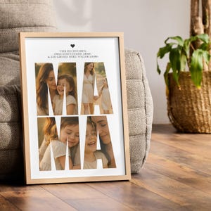 Gepersonaliseerd Moederdagcadeau met foto | MAMA poster met foto&#39;s & spreuk | Cadeau voor mama | Moeder en kind fotoprint gepersonaliseerd