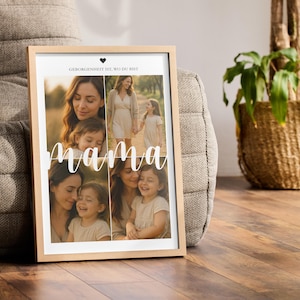 Gepersonaliseerd Moederdagcadeau met foto | MAMA poster met foto&#39;s & spreuk | Cadeau voor mama | Moeder en kind fotoprint gepersonaliseerd
