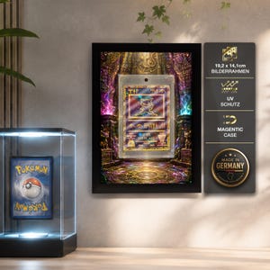 Pokémon Ancient Mew Promo erweitertes Artwork | Bilderrahmen mit Magnetic Case | Sammler Display