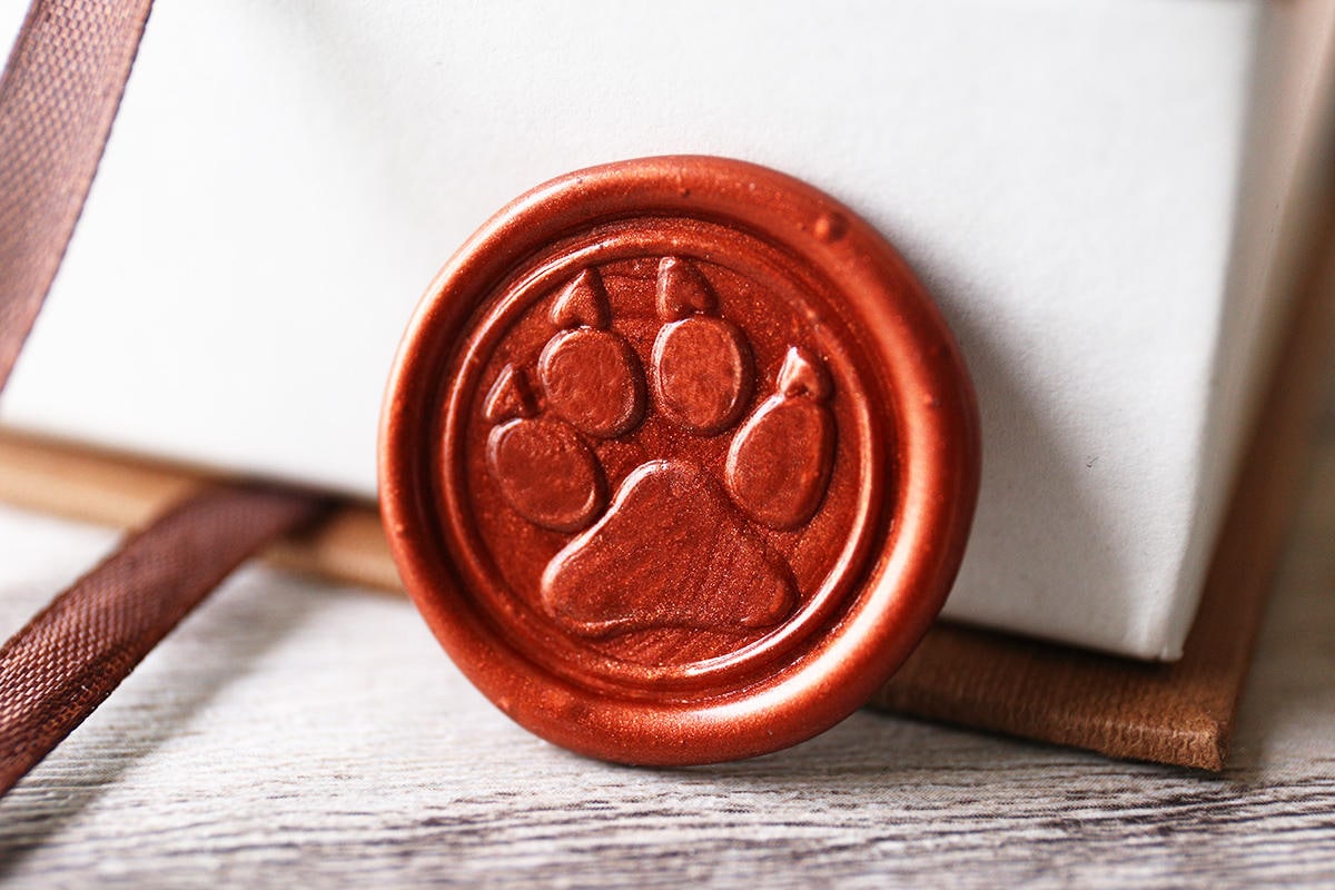 Paw print wax seal stamp kit dog paw seal pet paw gift set Etsy