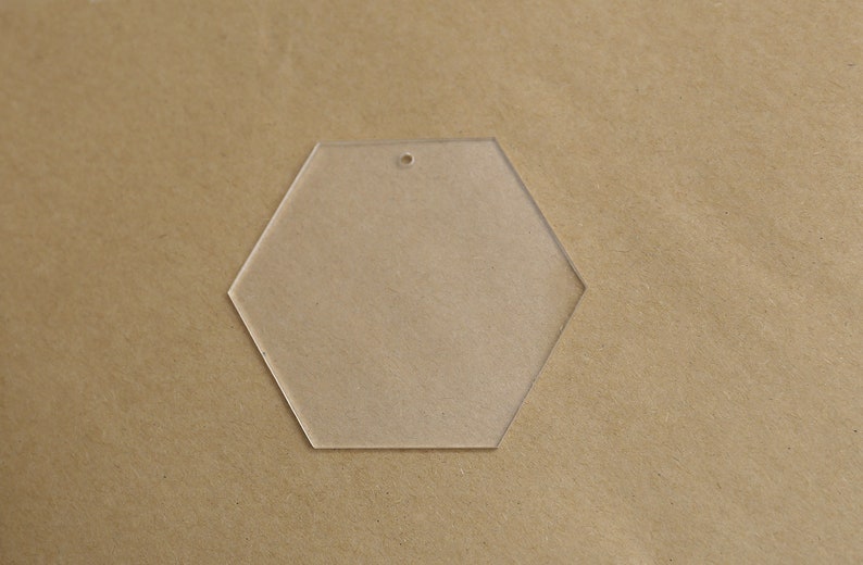 Clear Acrylic Hexagon Blank With Hole Tiles