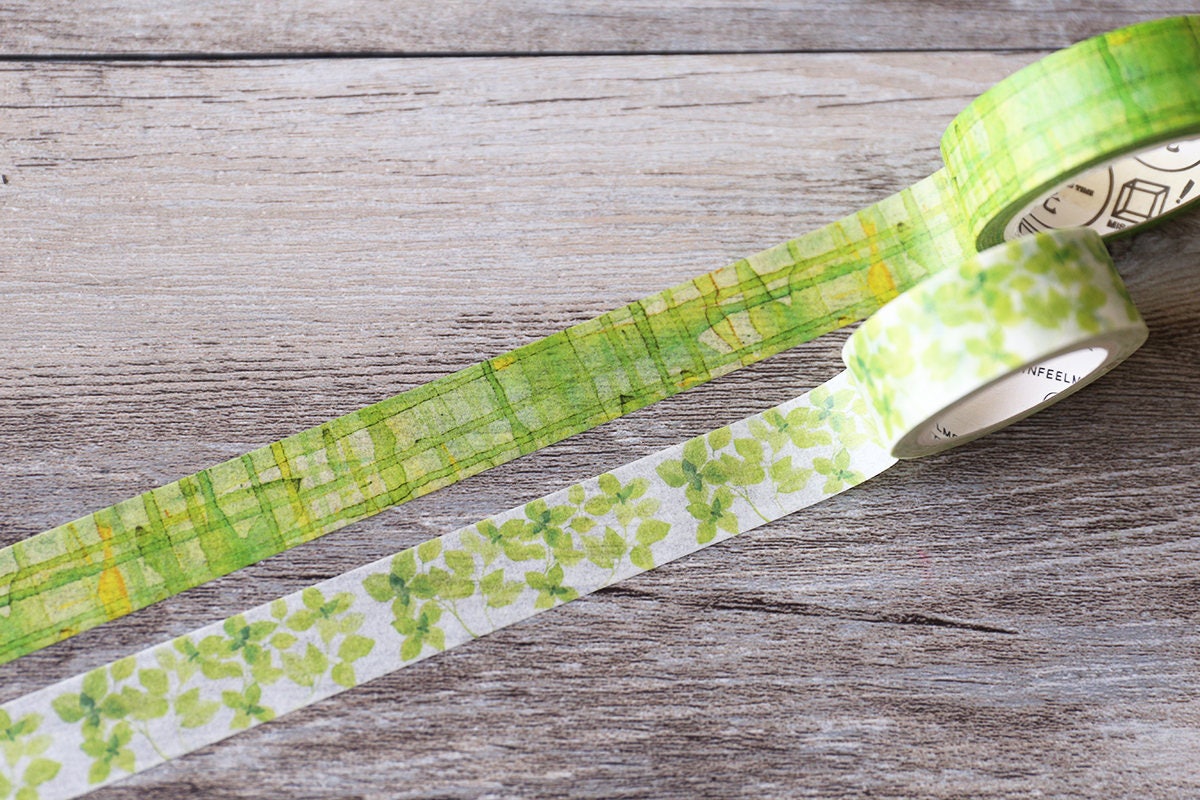 Green washi tape green leaves tape grass green masking tape Etsy