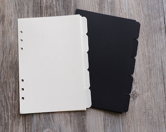 Minimalist dividers,black dashboard set,a5 index side tab,a6 planner dividers,white personal palnner dividers,blank dividers