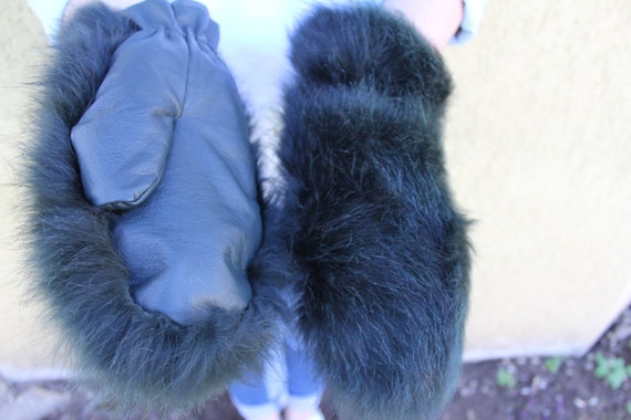 fox fur mittens