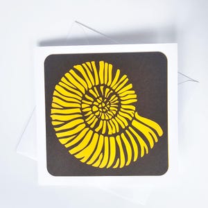 Wenskaart, handgemaakte kaart, fossiele kaart, ammonietkaart, verjaardagskaart, bedankkaart, gelegenheidskaart, feestkaart, jubileumkaart