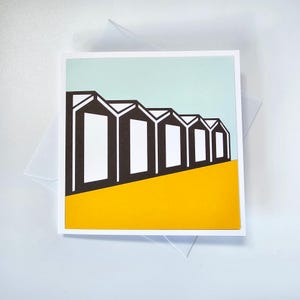 Tarjeta de felicitación, hecha a mano, con temática de cabaña de playa, de costa, de cumpleaños, de agradecimiento, para ocasiones especiales y de celebración.