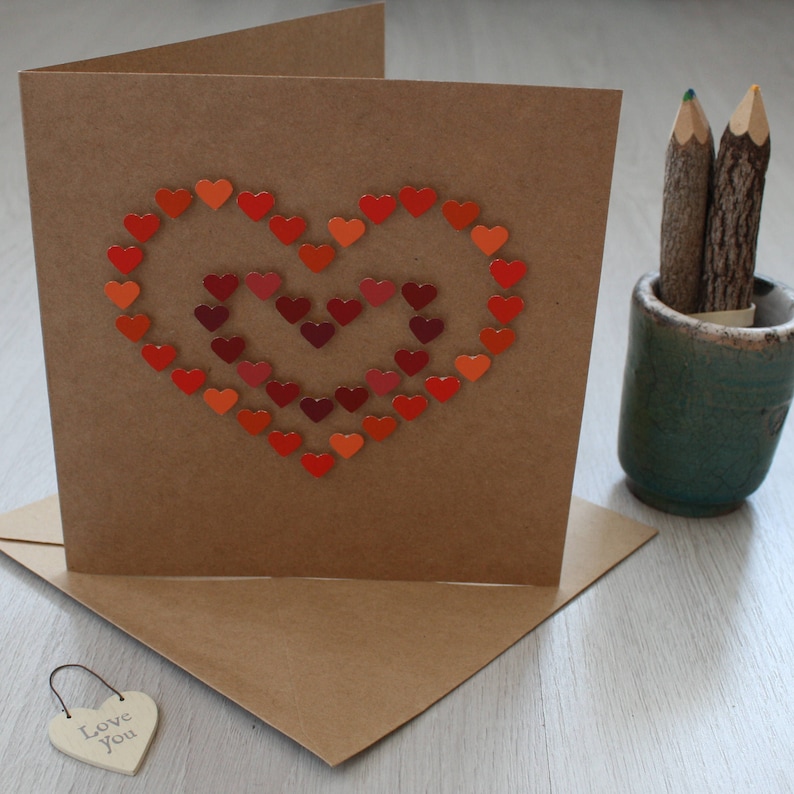 Love Hearts Wedding Card Hearts Birthday Card Engagement Card Handmade Valentine/'s Card Anniversary Card Valentine/'s Card