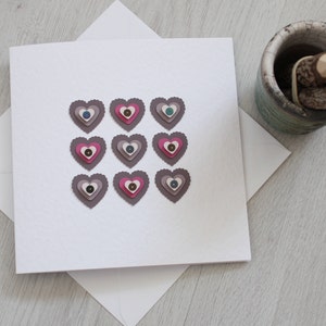 Anniversary Card, Engagement Card, Wedding Card, Birthday Card, Hearts, Love Hearts, Handmade Valentine's Card, Valentine's Card, Handmade