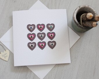 Carte d'anniversaire, Carte de fiançailles, Carte de mariage, Carte d'anniversaire, Coeurs, Coeurs d'amour, Carte de Saint-Valentin faite main, Carte de Saint-Valentin, Fait main
