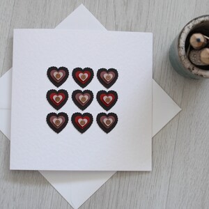 Biglietto di anniversario, biglietto di fidanzamento, biglietto di nozze, biglietto di compleanno, cuori, cuori d'amore, biglietto di San Valentino fatto a mano, biglietto di San Valentino, fatto a mano