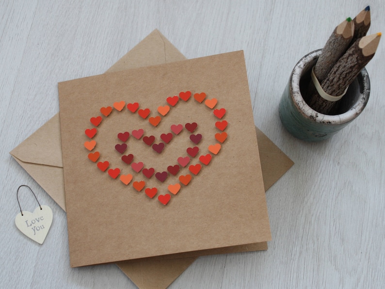 Love Hearts Wedding Card Hearts Birthday Card Engagement Card Handmade Valentine/'s Card Anniversary Card Valentine/'s Card