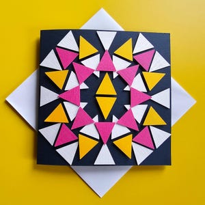 Handgemaakte kaart, wenskaart, verjaardagskaart, jubileumkaart, kaart voor hem, kaart voor haar, bedankkaart, geometrische kaart, patroonkaart